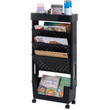 DOEWORKS Bücherwagen Klein Bücherregal mit Rollen Bastelwagen Rollwagen Schmal Aufbewahrungswagen 5 Ebenen Bücherregal Wagen für Wohnzimmer Schlafzimmer Büro Bibliothek, Weiß