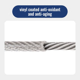 DOEWORKS 200 Ft 3/16" Wire Rope Stainless Steel Vinyl Coated Aircraft Cable, 7x7 Strands Construction with 100Pcs Aluminum Sleeves, for Decking Railings String Lights, Outdoor, Garden or Crafts