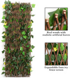 DOEWORKS Expandable Fence Privacy Screen for Balcony Patio Outdoor, 2PCS Faux Ivy Fencing Panel for Backdrop Garden Backyard Home Decorations