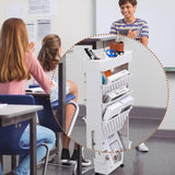 DOEWORKS Bücherwagen Klein Bücherregal mit Rollen Bastelwagen Rollwagen Schmal Aufbewahrungswagen 5 Ebenen Bücherregal Wagen für Wohnzimmer Schlafzimmer Büro Bibliothek, Weiß
