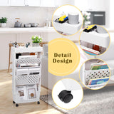 DOEWORKS Bücherwagen Klein Bücherregal mit Rollen Bastelwagen Rollwagen Schmal Aufbewahrungswagen 5 Ebenen Bücherregal Wagen für Wohnzimmer Schlafzimmer Büro Bibliothek, Weiß