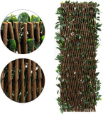 DOEWORKS Expandable Fence Privacy Screen for Balcony Patio Outdoor, 2PCS Faux Ivy Fencing Panel for Backdrop Garden Backyard Home Decorations