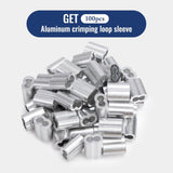 DOEWORKS 200 Ft 3/16" Wire Rope Stainless Steel Vinyl Coated Aircraft Cable, 7x7 Strands Construction with 100Pcs Aluminum Sleeves, for Decking Railings String Lights, Outdoor, Garden or Crafts