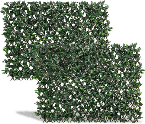 DOEWORKS Expandable Fence Privacy Screen for Balcony Patio Outdoor, 2PCS Faux Ivy Fencing Panel for Backdrop Garden Backyard Home Decorations
