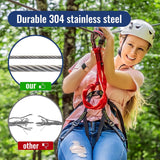 DOEWORKS Wire Rope 1/4" Stainless Steel Cable, 50ft 7 X 19 Strands,Steel Aircraft Cable with Loops, Wire Rope Clip, Thimble, for Yard Zipline, Boat Lifts, Deck Railing