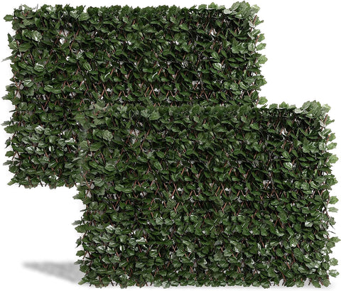 DOEWORKS Expandable Fence Privacy Screen for Balcony Patio Outdoor(Double Sides Leaves), Faux Ivy Fencing Panel for Backdrop Garden Backyard Home Decorations - 2PACK